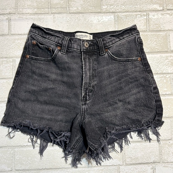 Abercrombie & Fitch Pants - Abercrombie & Fitch Dark Gray Frayed Jean Shorts